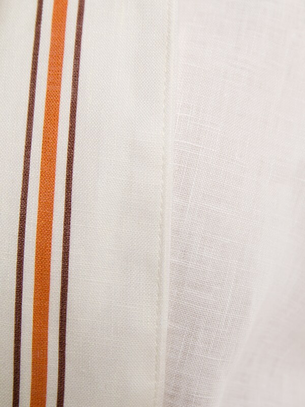 White and Orange-Striped Multi-Layered Linen Shirt