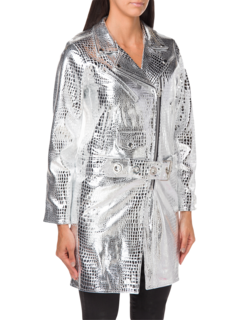 Metallic Biker Leather Jacket