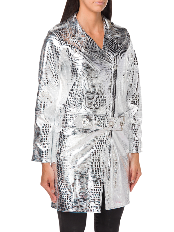 Metallic Biker Leather Jacket