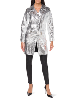 Metallic Biker Leather Jacket