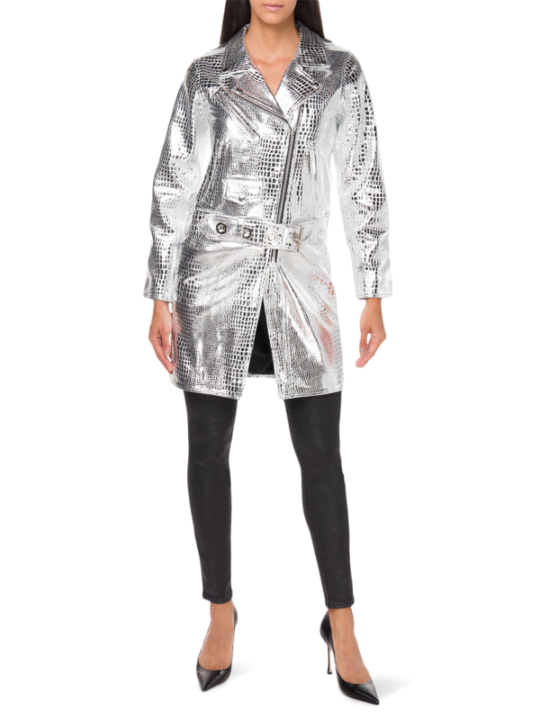 Metallic Biker Leather Jacket