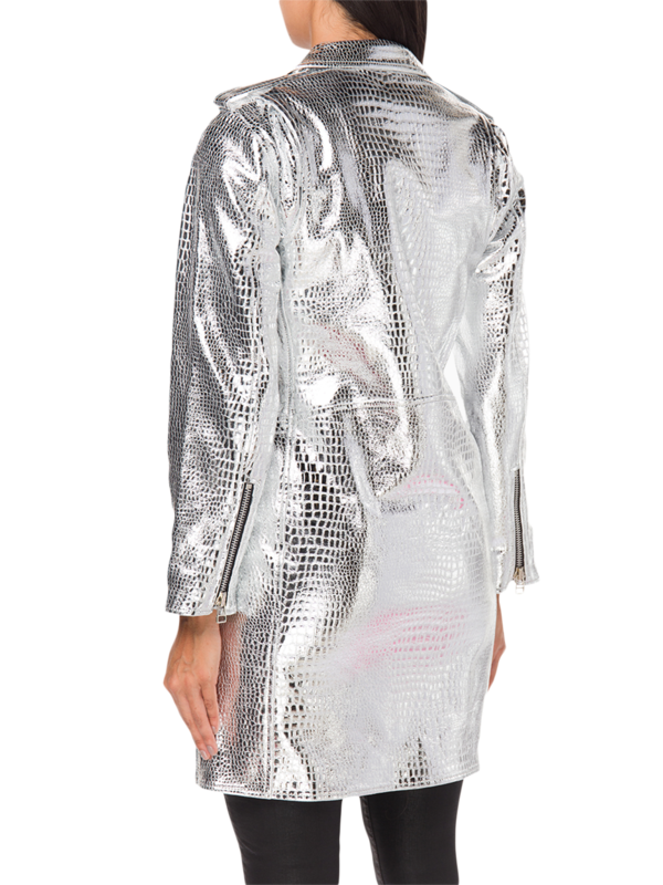 Metallic Biker Leather Jacket