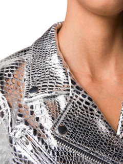 Metallic Biker Leather Jacket