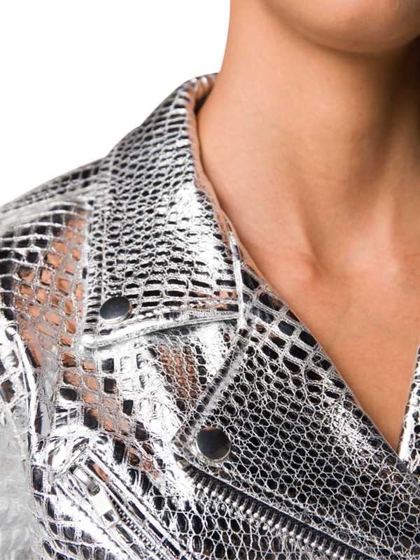 Metallic Biker Leather Jacket