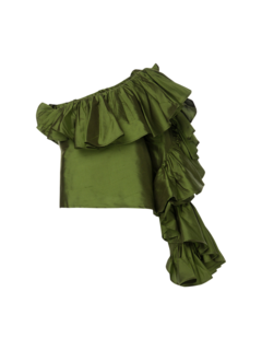 Asymmetrical One Shoulder Ruffle Top