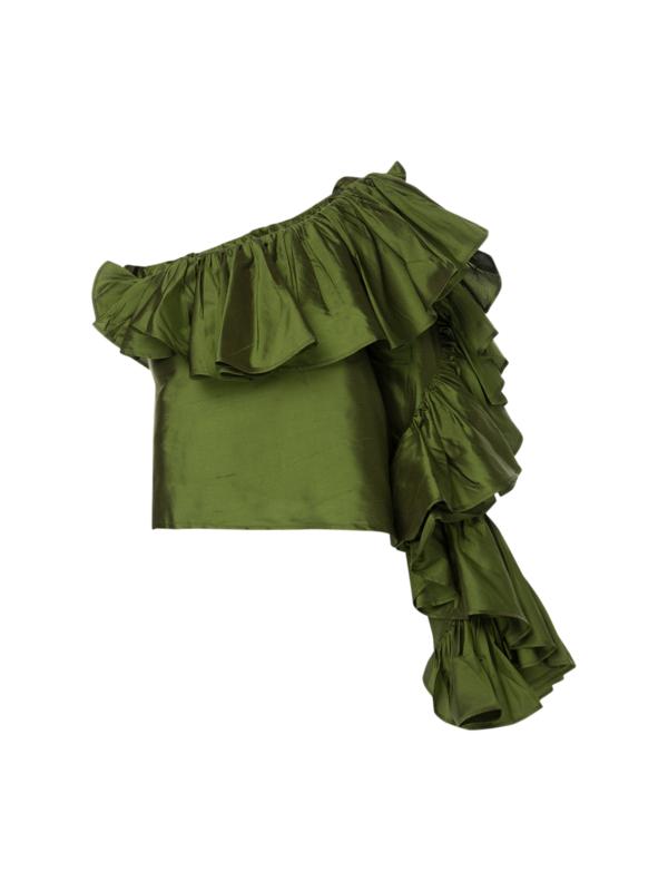 Asymmetrical One Shoulder Ruffle Top