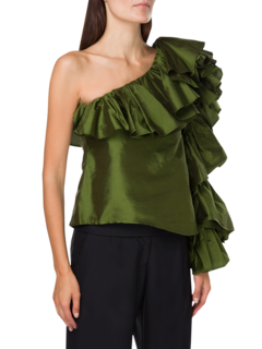 Asymmetrical One Shoulder Ruffle Top