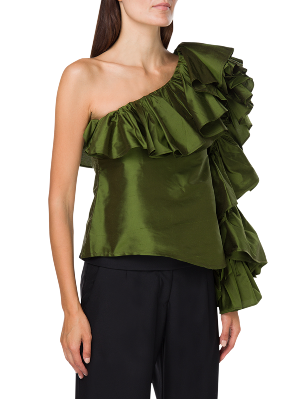 Asymmetrical One Shoulder Ruffle Top