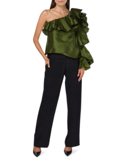 Asymmetrical One Shoulder Ruffle Top