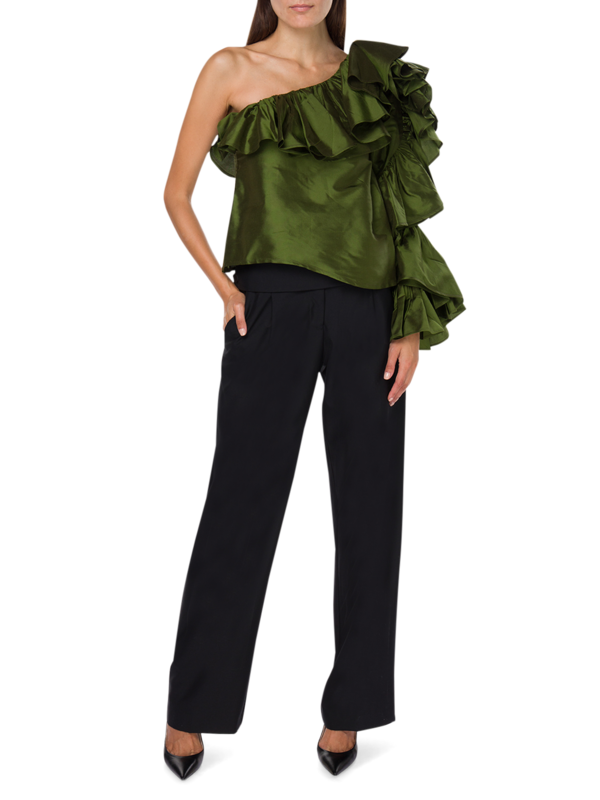 Asymmetrical One Shoulder Ruffle Top