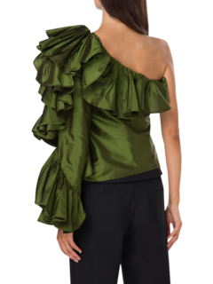 Asymmetrical One Shoulder Ruffle Top