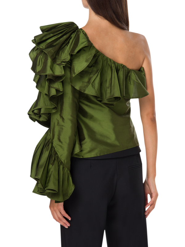Asymmetrical One Shoulder Ruffle Top