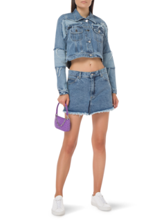 PIXEL HEART LIGHT WASH DENIM SKIRT
