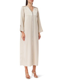 V- NECK KAFTAN WITH EMBROIDERED FRONT DETAILS AND BUTTONED S