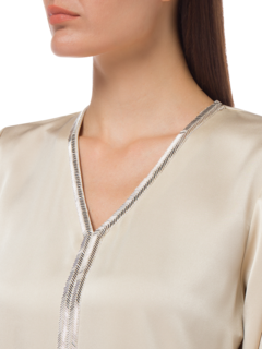 V- NECK KAFTAN WITH EMBROIDERED FRONT DETAILS AND BUTTONED S
