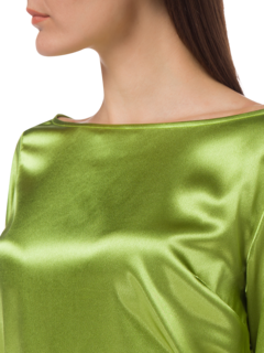 BOAT NECK DRESS WITH PUFFED SLEEVES