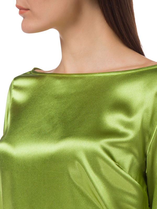 BOAT NECK DRESS WITH PUFFED SLEEVES
