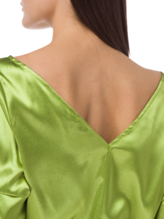 BOAT NECK DRESS WITH PUFFED SLEEVES