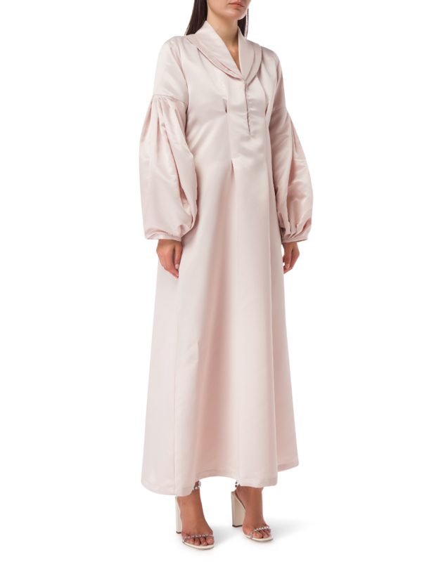 A-LINE DRESS WITH DOUBLE COLLAR AND PUFFED SLEEVES