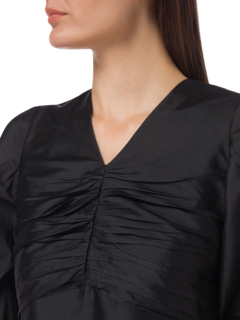 A-LINE DRESS WITH A PLEATED FRONT AND PUFFED SLEEVES