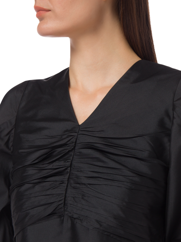 A-LINE DRESS WITH A PLEATED FRONT AND PUFFED SLEEVES