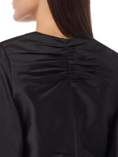 A-LINE DRESS WITH A PLEATED FRONT AND PUFFED SLEEVES