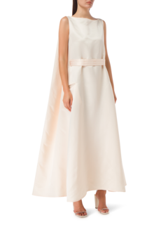 A-LINE BOAT NECK DRESS WITH A CAPE ILLUSION ON THE BACK
