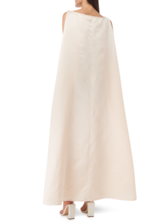 A-LINE BOAT NECK DRESS WITH A CAPE ILLUSION ON THE BACK