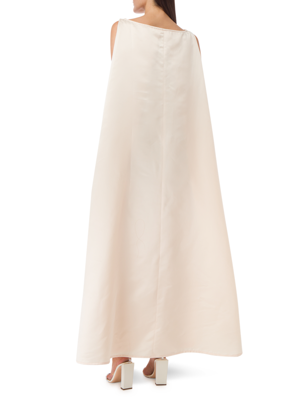 A-LINE BOAT NECK DRESS WITH A CAPE ILLUSION ON THE BACK