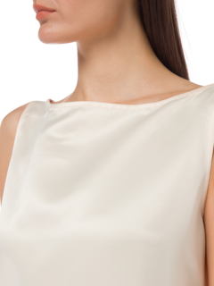 A-LINE BOAT NECK DRESS WITH A CAPE ILLUSION ON THE BACK