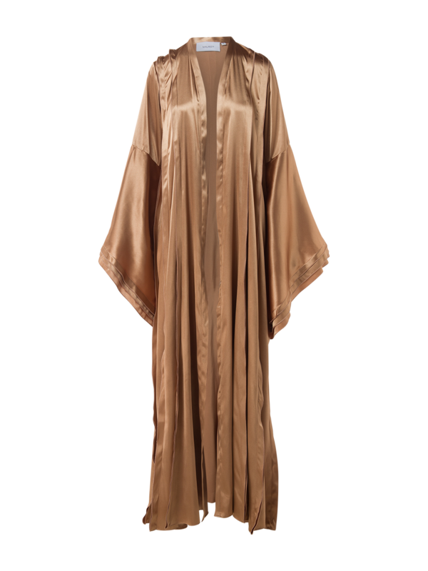 OPEN ABAYA WITH PLEATED DETAILS AND CAPE SLEEVES