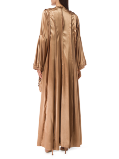 OPEN ABAYA WITH PLEATED DETAILS AND CAPE SLEEVES