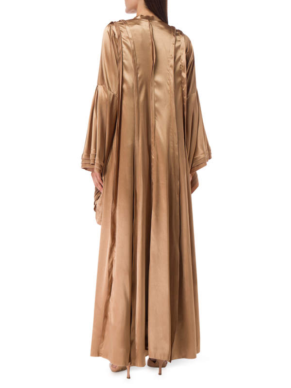 OPEN ABAYA WITH PLEATED DETAILS AND CAPE SLEEVES