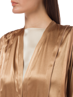 OPEN ABAYA WITH PLEATED DETAILS AND CAPE SLEEVES