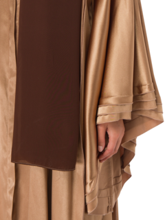 OPEN ABAYA WITH PLEATED DETAILS AND CAPE SLEEVES
