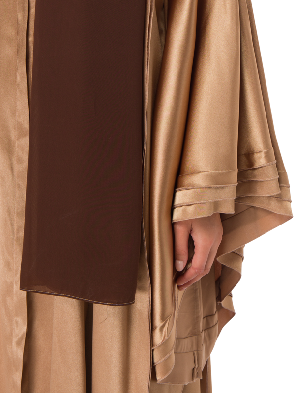 OPEN ABAYA WITH PLEATED DETAILS AND CAPE SLEEVES