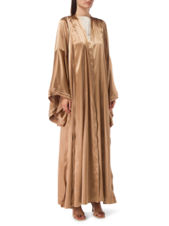 OPEN ABAYA WITH PLEATED DETAILS AND CAPE SLEEVES