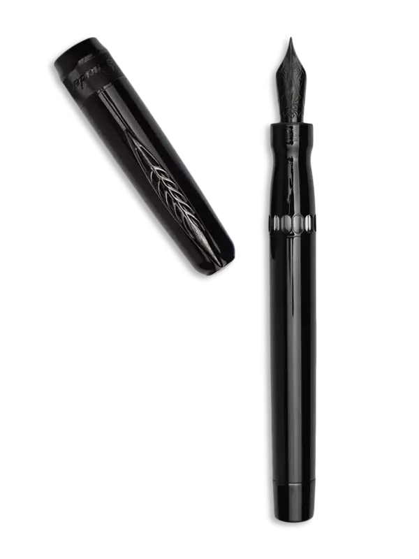 قلم حبر LGB روك سائل بريشة معدنية رفيعة بزخارف سوداء