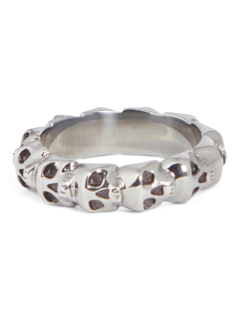 Gunmetal Skull Band Ring