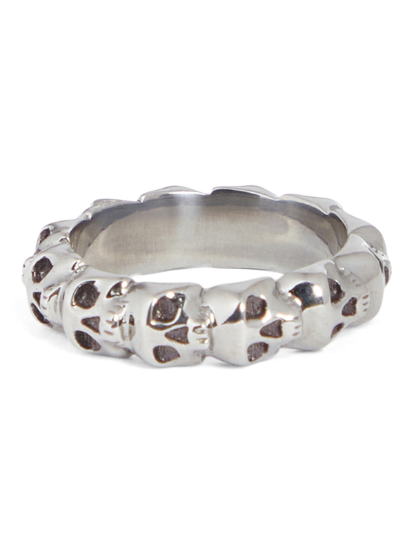 Gunmetal Skull Band Ring