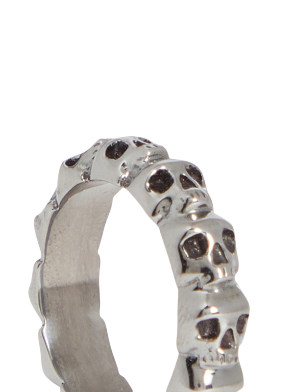 Gunmetal Skull Band Ring