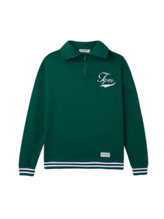 سويت شيرت كبير الحجم بسحاب قصير وطبعة بنمط جامعي:Staged:thatProductCatalog