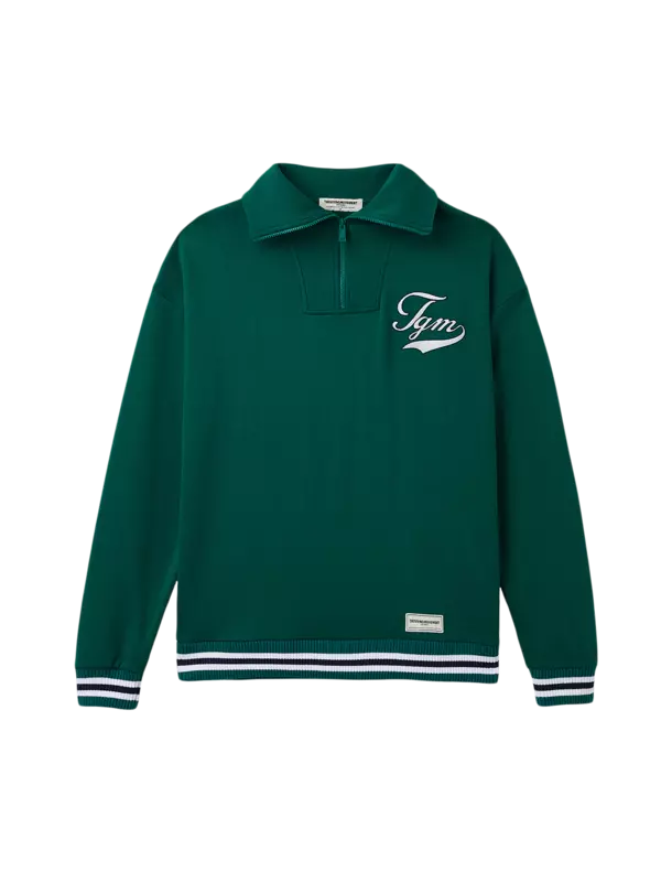 سويت شيرت كبير الحجم بسحاب قصير وطبعة بنمط جامعي:Staged:thatProductCatalog