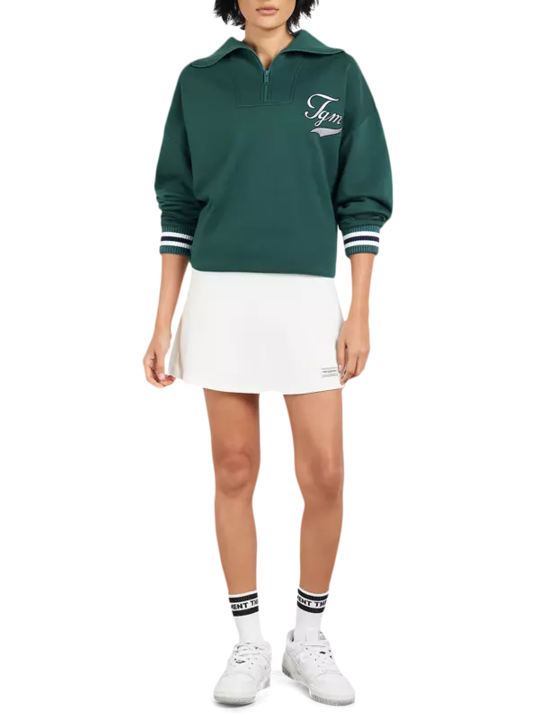 سويت شيرت كبير الحجم بسحاب قصير وطبعة بنمط جامعي:Staged:thatProductCatalog