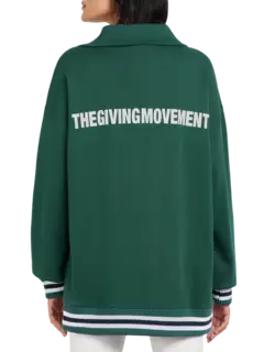 سويت شيرت كبير الحجم بسحاب قصير وطبعة بنمط جامعي:Staged:thatProductCatalog