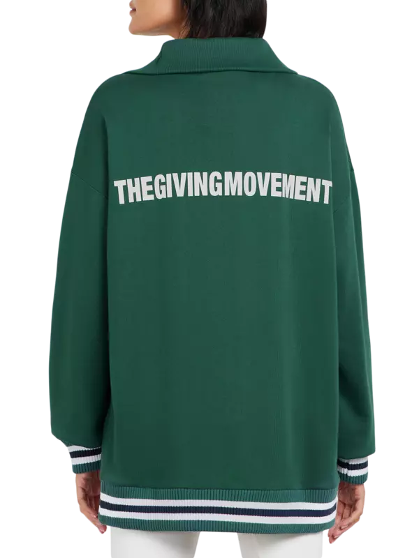 سويت شيرت كبير الحجم بسحاب قصير وطبعة بنمط جامعي:Staged:thatProductCatalog