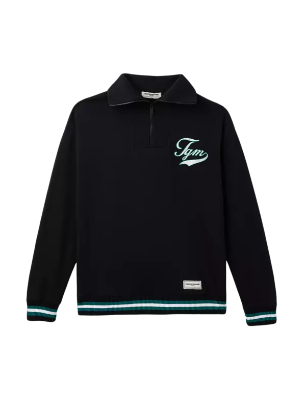 سويت شيرت كبير الحجم بسحاب قصير وطبعة بنمط جامعي:Staged:thatProductCatalog