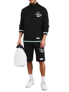 سويت شيرت كبير الحجم بسحاب قصير وطبعة بنمط جامعي:Staged:thatProductCatalog