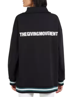 سويت شيرت كبير الحجم بسحاب قصير وطبعة بنمط جامعي:Staged:thatProductCatalog