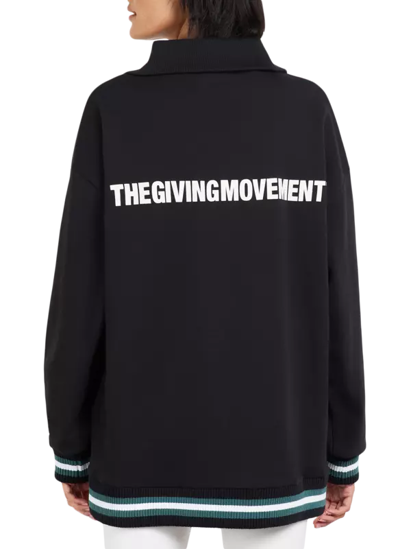 سويت شيرت كبير الحجم بسحاب قصير وطبعة بنمط جامعي:Staged:thatProductCatalog